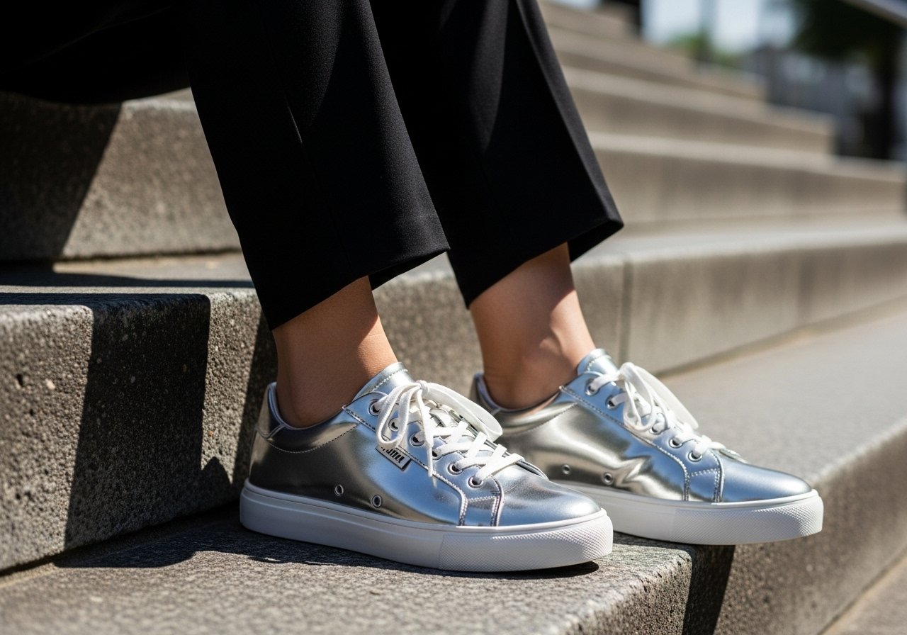 Wie trägt man silberne Schuhe content image