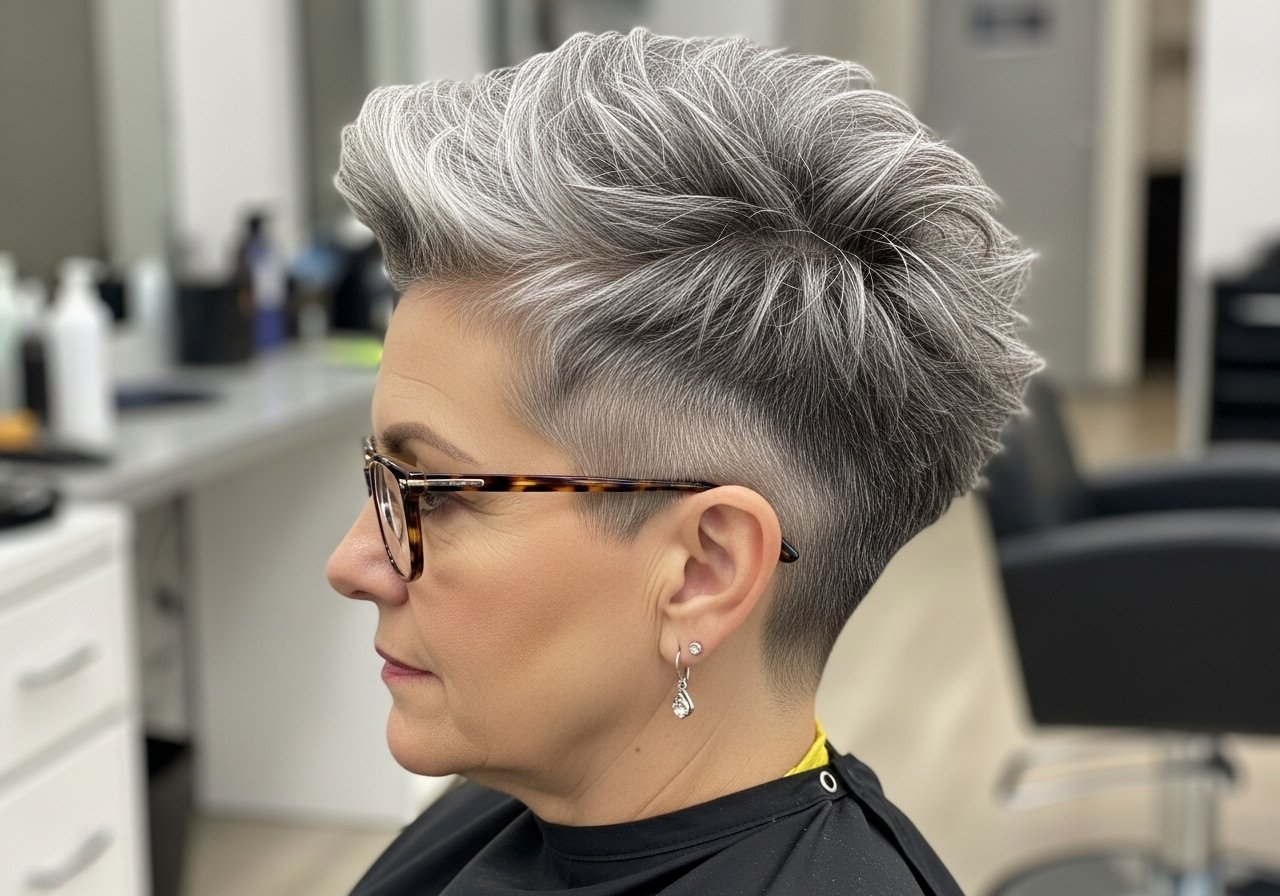 Pixie-Frisuren für ältere Frauen mit Brille content image