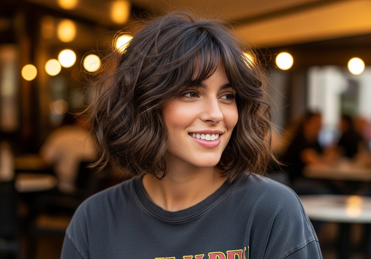 Haarschnitte, die runde Gesichter schmaler wirken lassen. content image