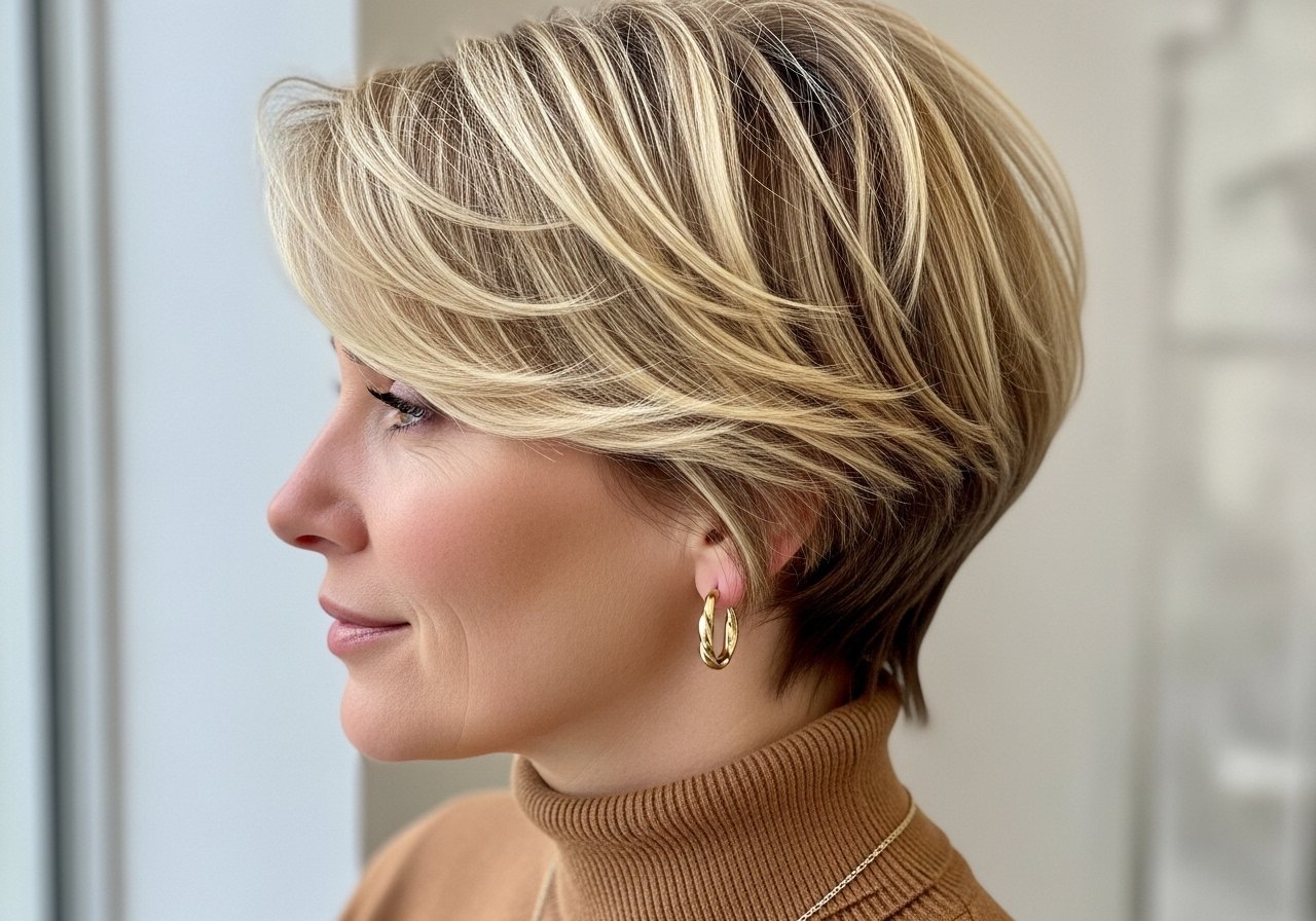 Unordentlicher Kurzhaarschnitt für ältere Frauen content image