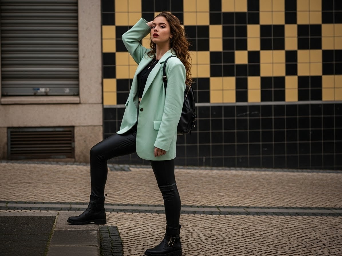 Outfits mit Lederleggings content image