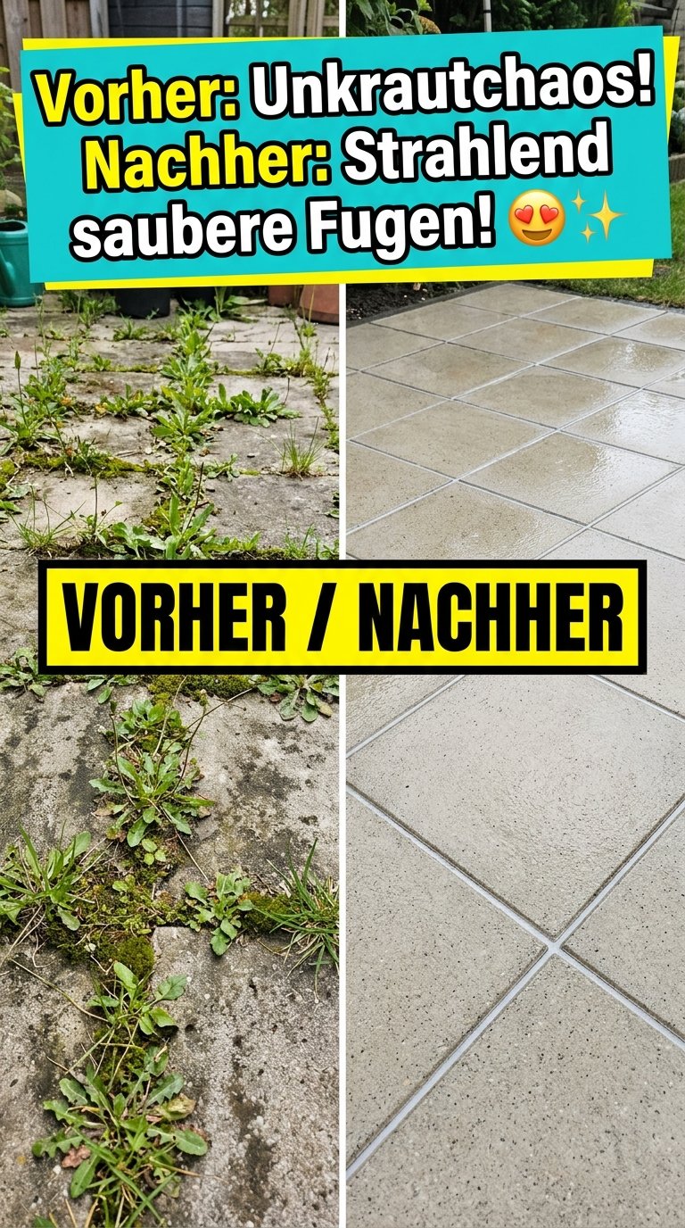Vorher: Unkrautchaos! Nachher: Strahlend saubere Fugen! 😍✨