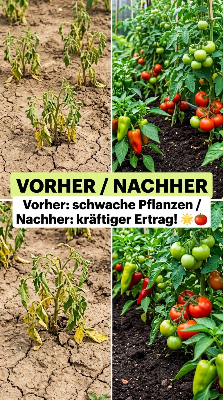 Vorher: schwache Pflanzen / Nachher: kräftiger Ertrag! 🌟🍅