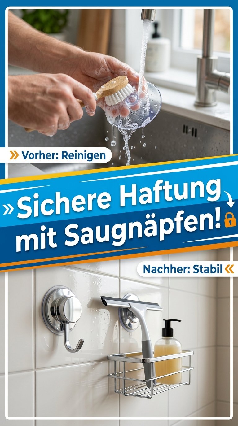 Sichere Haftung mit Saugnäpfen!